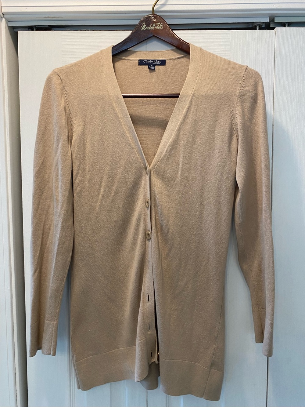 Chadwicks Tan V-Neck Button Cardigan